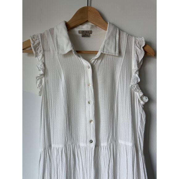 Anthropologie Yolanda Ivory Pleated Tunic Sleeveless Button Up Blouse Women's XS - Picture 6 of 10